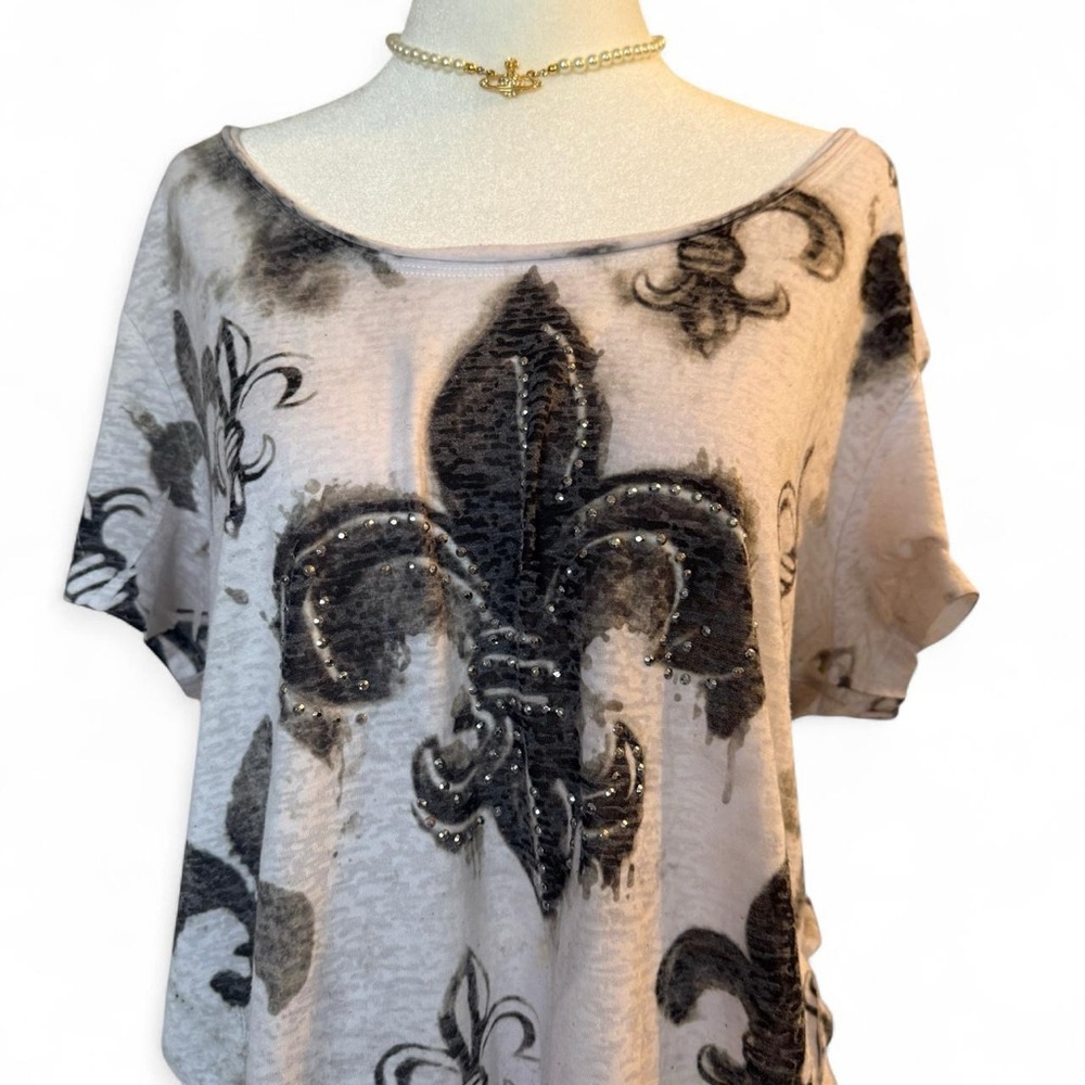 Rhinestone Detail 2000’s T-Shirt New Orleans Cato Fleur De Lis - Picture 2 of 5
